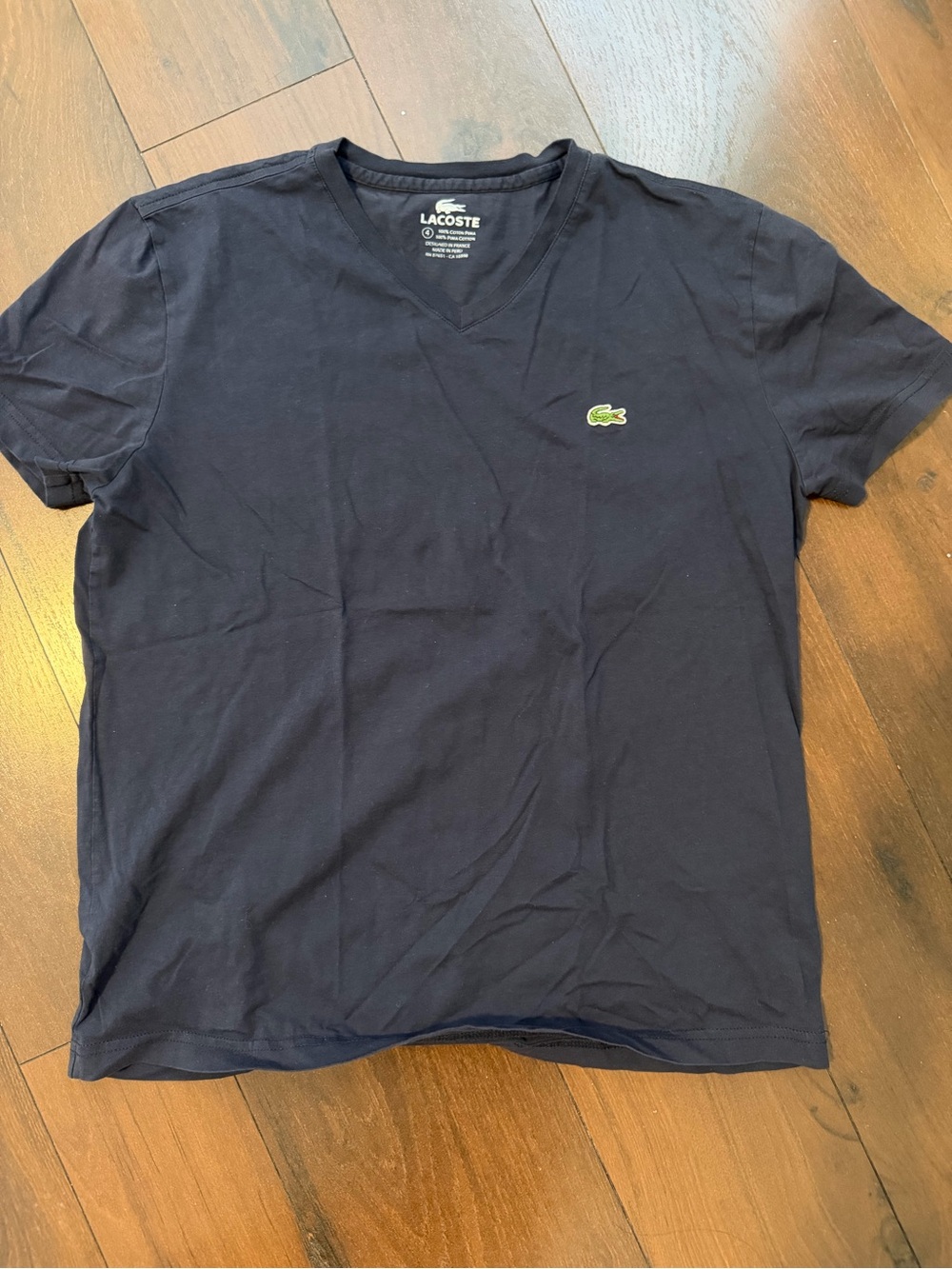 Lacoste boys 4 navy blue v neck shirt short sleeve top